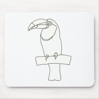 Outline drawing of Toucan bird on branch Mousepad