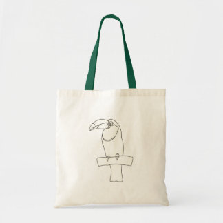 Outline drawing of Toucan bird sitting on branch Tote Bag