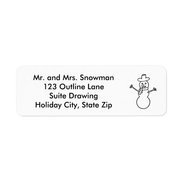 Outline Drawing Snowman Address Labels (Front)