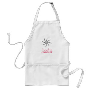 Outline drawing spiral of circles, name apron