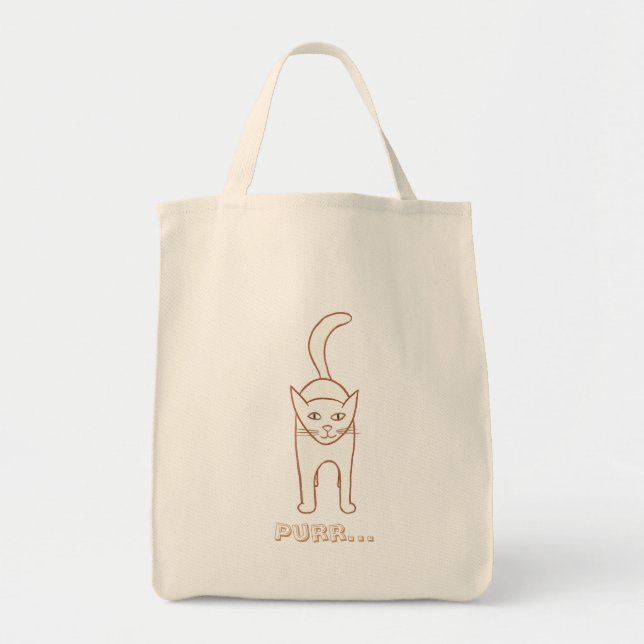 Outline drawing, Standing Cat  Purr canvas bags (Front)