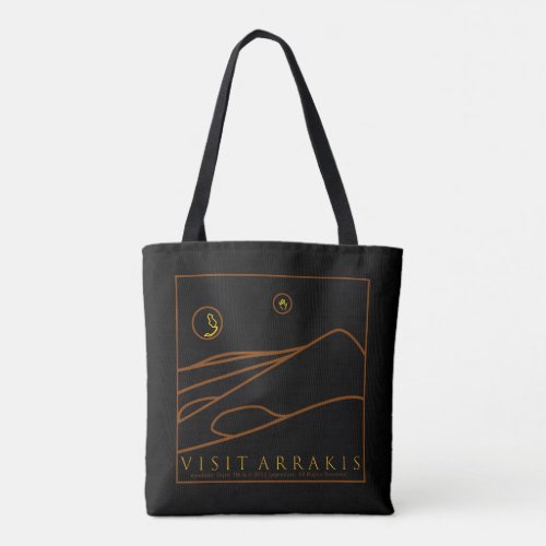 Outline drawing Visit Arrakis Dune movie Tote Bag