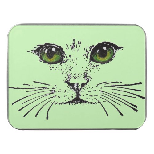 Outline in black of Cat Fact Green Yellow Eyes Jigsaw Puzzle