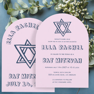 OUTLINE LETTERS STAR Arch Custom Bat Mitzvah Invitation