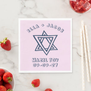 OUTLINE LETTERS STAR DAVID Custom JEWISH Wedding Napkins
