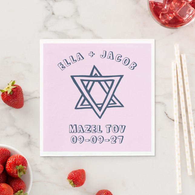 OUTLINE LETTERS STAR DAVID Custom JEWISH Wedding Napkins (Insitu)