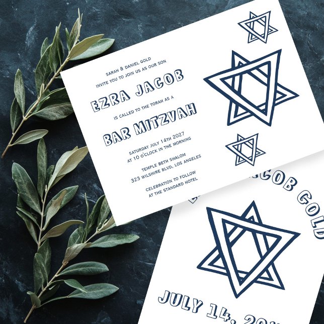 OUTLINE LETTERS STAR OF DAVID Custom BAR Mitzvah Invitation (OUTLINE LETTERS STAR OF DAVID Custom BAR Mitzvah Invitation
)