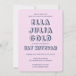 OUTLINE LETTERS STAR OF DAVID Custom Bat Mitzvah Invitation