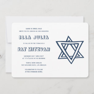 OUTLINE LETTERS STAR OF DAVID Custom Bat Mitzvah Invitation