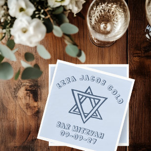 OUTLINE LETTERS STAR of DAVID Custom Bat Mitzvah Napkins