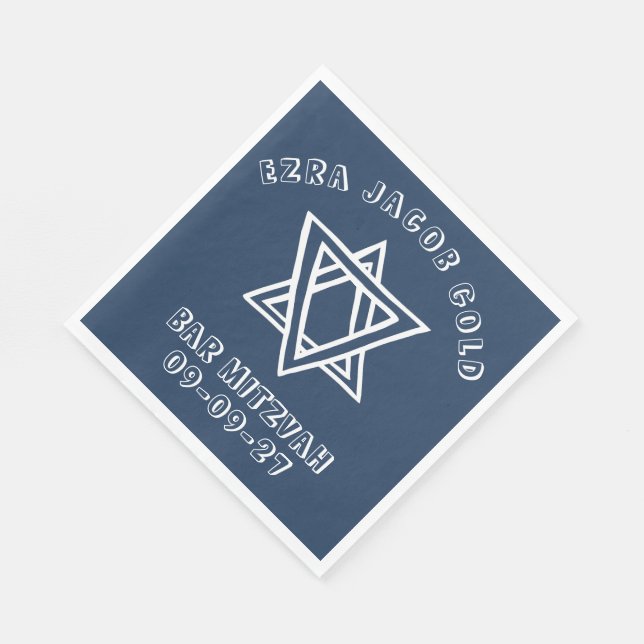 OUTLINE LETTERS STAR of DAVID Custom Bat Mitzvah Napkins (Corner)