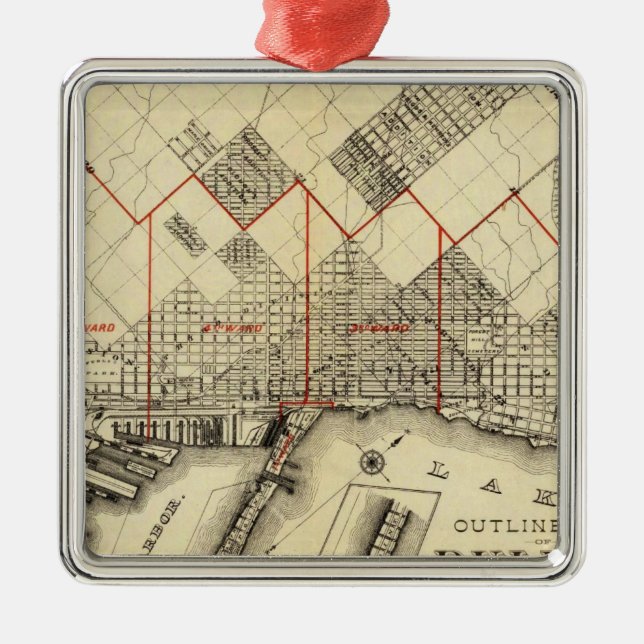 Outline Map of Duluth and Suburbs Metal Ornament (Front)