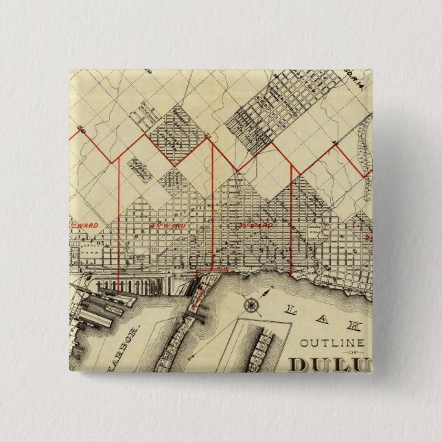 Outline Map of Duluth and Suburbs Pinback Button (Front)