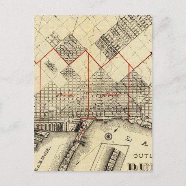 Outline Map of Duluth and Suburbs Postcard (Front)