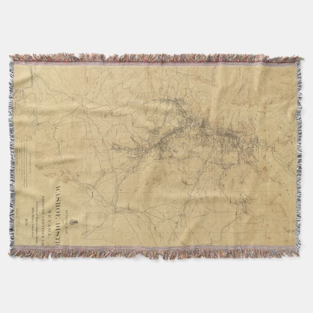 Outline Map of Washoe District, Nevada Throw Blanket (Front)