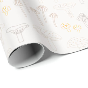 Outline Mushroom pattern in Earthtones Wrapping Paper