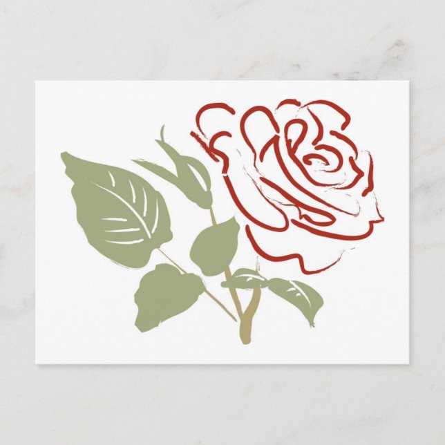 Outline of a Red Rose Postcard (Front)