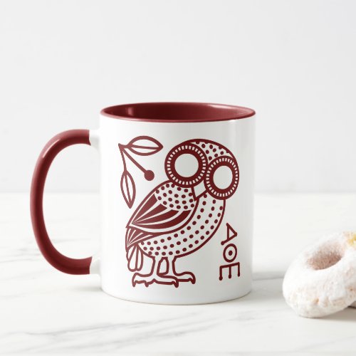 Outline of Athenian Owl from Ancient Greek Coin Mug