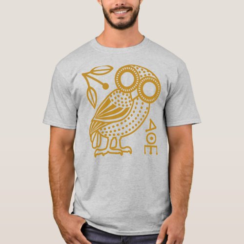 Outline of Athenian Owl from Ancient Greek Coin T_Shirt