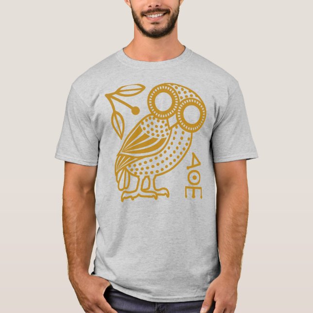 Outline of Athenian Owl from Ancient Greek Coin T-Shirt (Front)