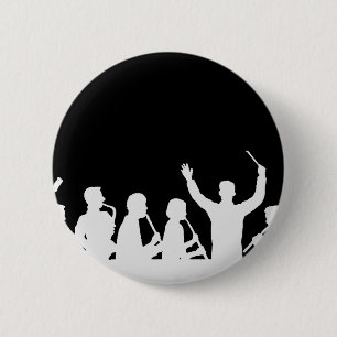 Outline of conductor and band white on black button