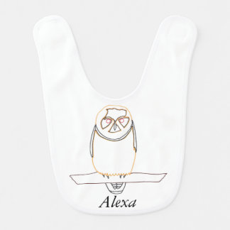 Outline Owl Branch Decorate Personalized Baby Bibs