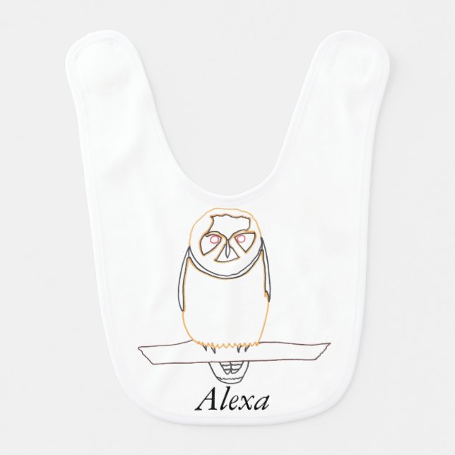Outline Owl Branch Decorate Personalized Baby Bibs (Front)