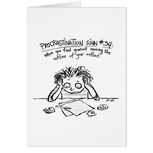 Outline Procrastination card for writers (Front)