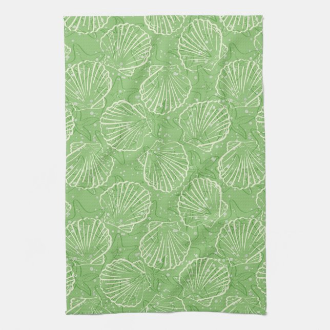 Outline seashells kitchen towel (Vertical)