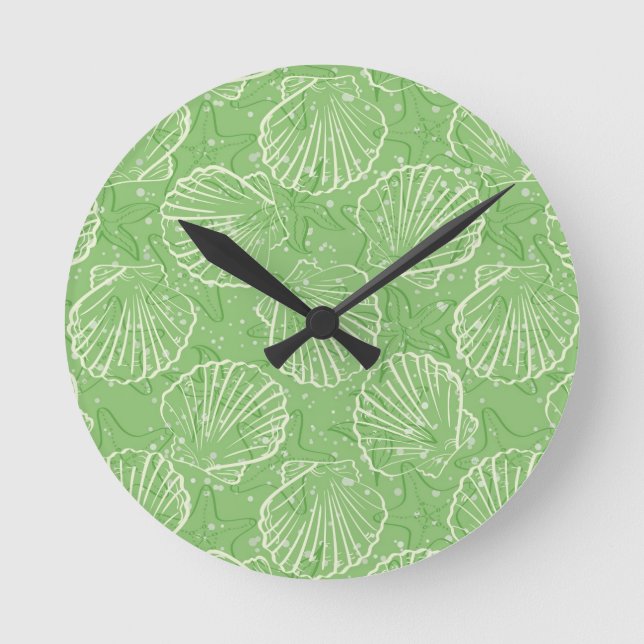 Outline seashells round clock (Front)