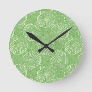 Outline seashells round clock