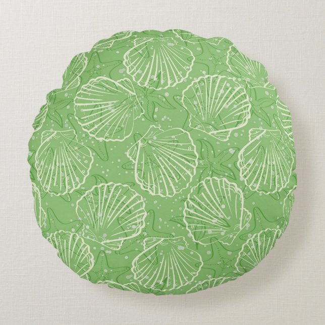 Outline seashells round pillow (Front)