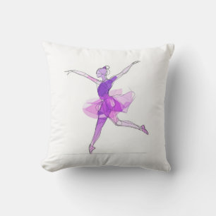 Outline Stroke Dancing Purple Ballerina Studio Throw Pillow