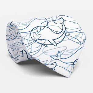 Outline whales neck tie