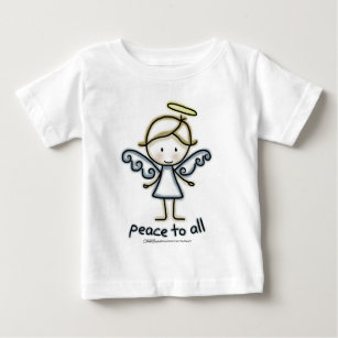 Outlined Angel-Peace to All Baby T-Shirt