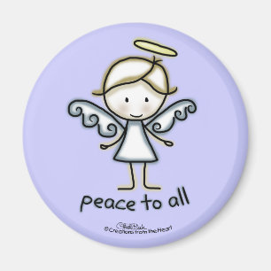 Outlined Angel-Peace to All Magnet