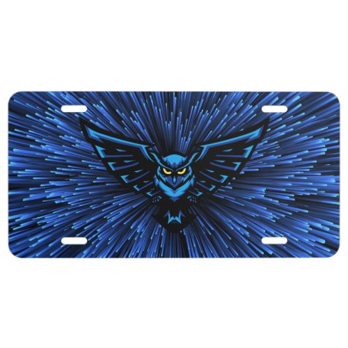 Outlined Blue Owl License Plate