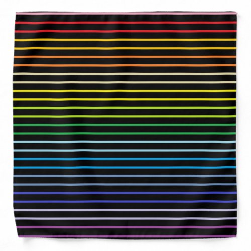 Outlined Broader Spectrum Rainbow Stripes Black Bandana