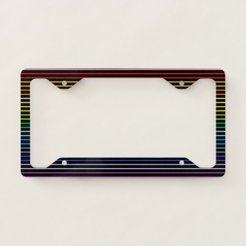 Outlined Broader Spectrum Rainbow Stripes Black License Plate Frame