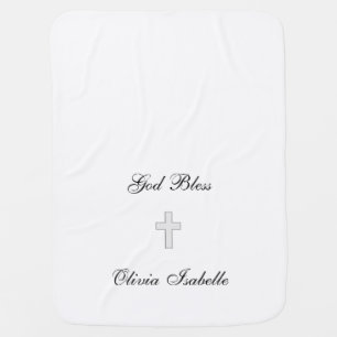 Outlined Cross Personalized Baby Blanket