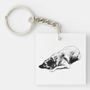 Outlined Dog Design Keeps Calm On Winter Days Keychain