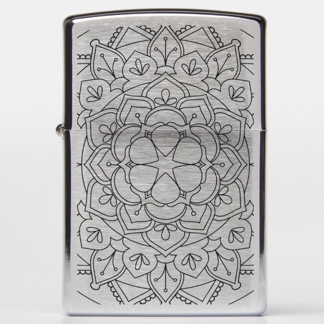 Outlined Floral Mandala  060517_1 Zippo Lighter (Front)