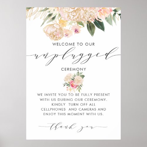 Outlined Flowers   Calligraphy Unplugged Ceremony Poster