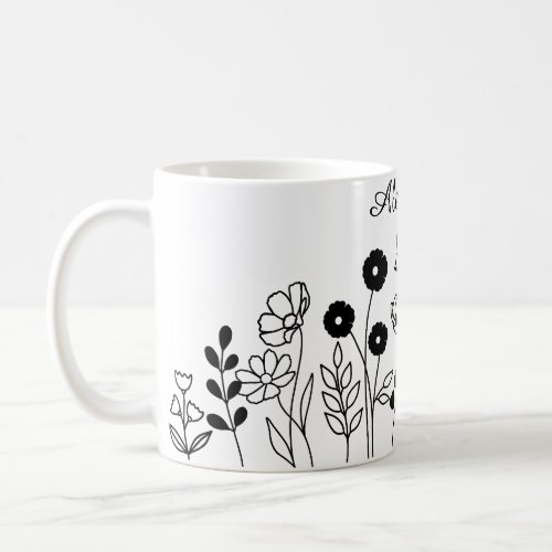 Outlined flowers  coffee mug