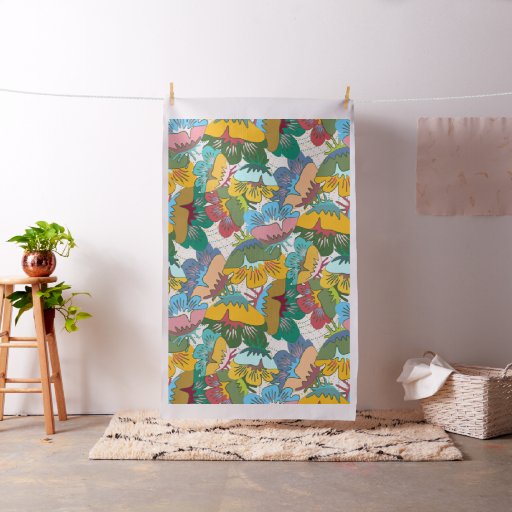 Outlined Flowers Fabric Design