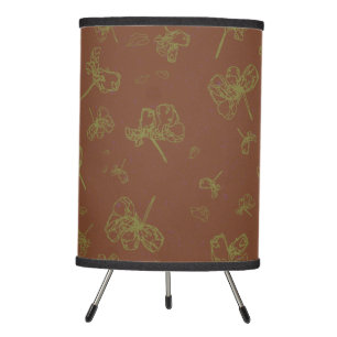 Outlined Green and Marron Red Floral Tripod Lamp