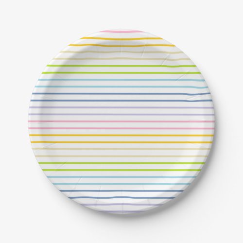 Outlined Pastel Rainbow Stripes Paper Plates