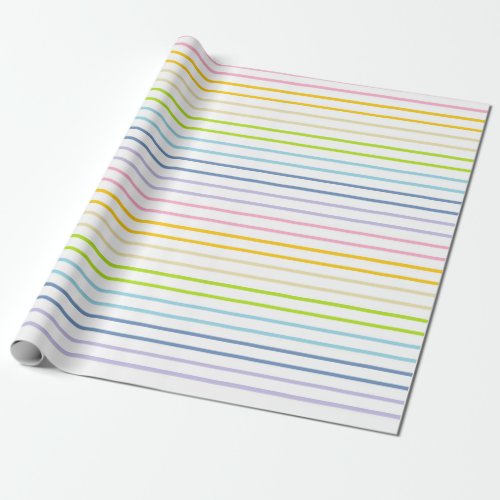 Outlined Pastel Rainbow Stripes Wrapping Paper