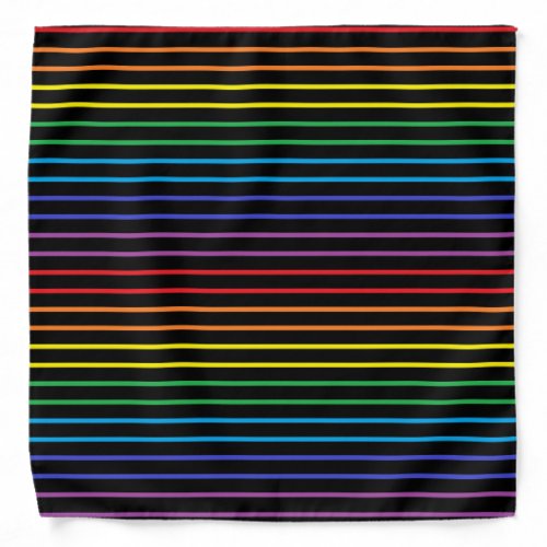 Outlined Rainbow Stripes Black Bandana