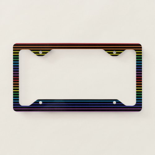 Outlined Rainbow Stripes Black License Plate Frame